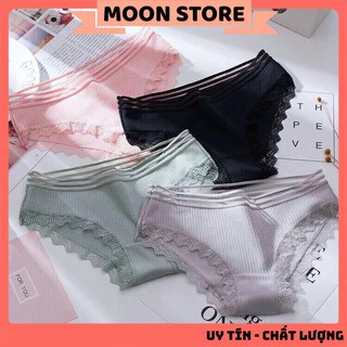 Quần Lót Nữ Cotton Gân Tăm Viền Ren Siêu Đẹp xuất Nhật (mã 02)