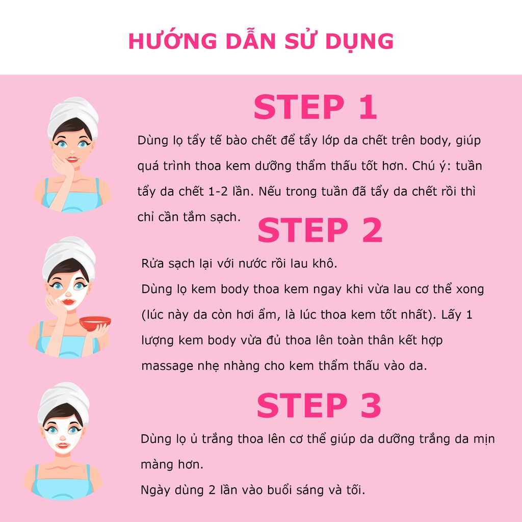 Bộ kem body làm trắng MQ Skin hoa anh đào 1 tẩy tế bào chết + ủ trắng body & kem body Whitening Body Cream