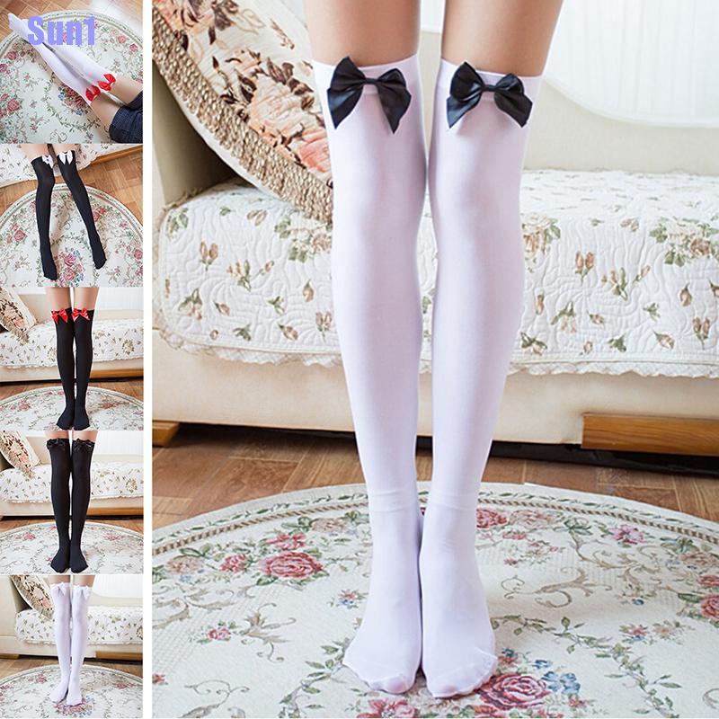 Vớ cao qua gối gắn nơ phù hợp cho nữ