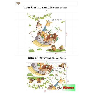 Decal dán tường thú nằm võng