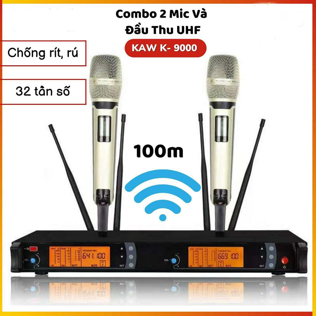 BỘ MICRO KHÔNG DÂY KAW K9000 SÓNG KHỎE PIN TRÂU TIẾNG MIC NHẸ