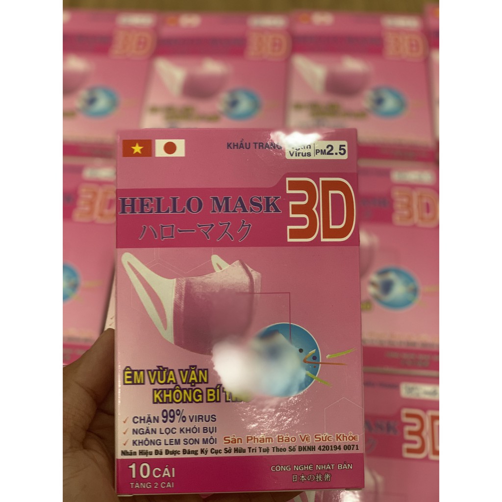 KHẨU TRANG 3D HELLO MASK (HỘP 10 CÁI) - MÀU HỒNG