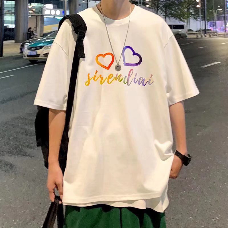 Áo Thun Tay Ngắn Dáng Rộng In Chữ Phong Cách Hip Hop Hàn Quốc Thời Trang Mùa Hè Cho Nam Size M-5XL