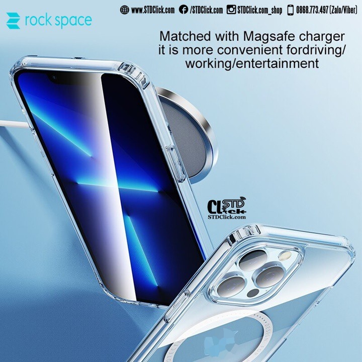 ỐP LƯNG IPHONE 13 PRO MAX - 13 PRO - 13 ROCK PURE hỗ trợ sạc không dây LƯNG CỨNG TRONG VIỀN DẺO CHÍNH HÃNG