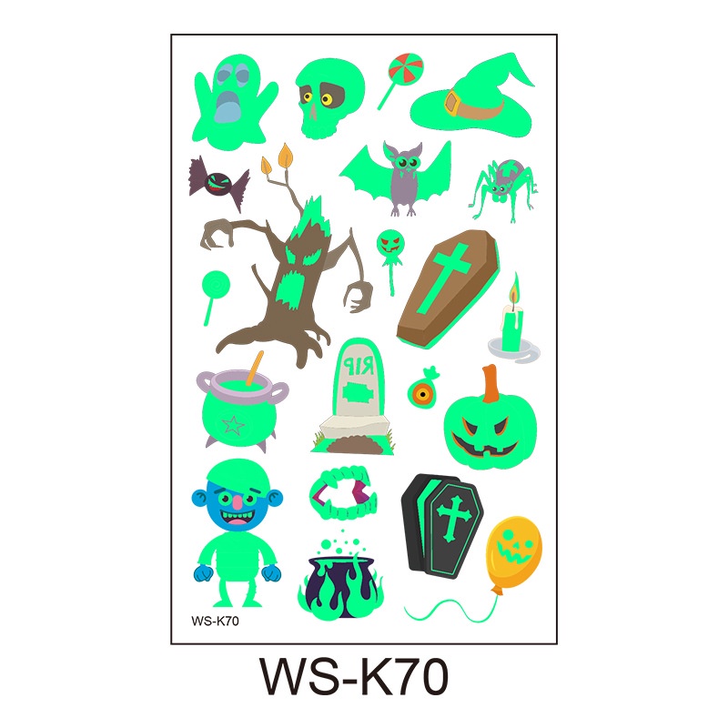 1 Tấm Hình Xăm Dán Dạ Quang Màu Xanh Lá Dùng Cho Tiệc Halloween