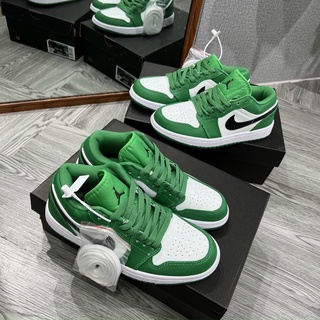 Giày Nam Nữ_Jordan_Cổ Thấp Màu Xanh Lá Có Giây Phụ Full Box