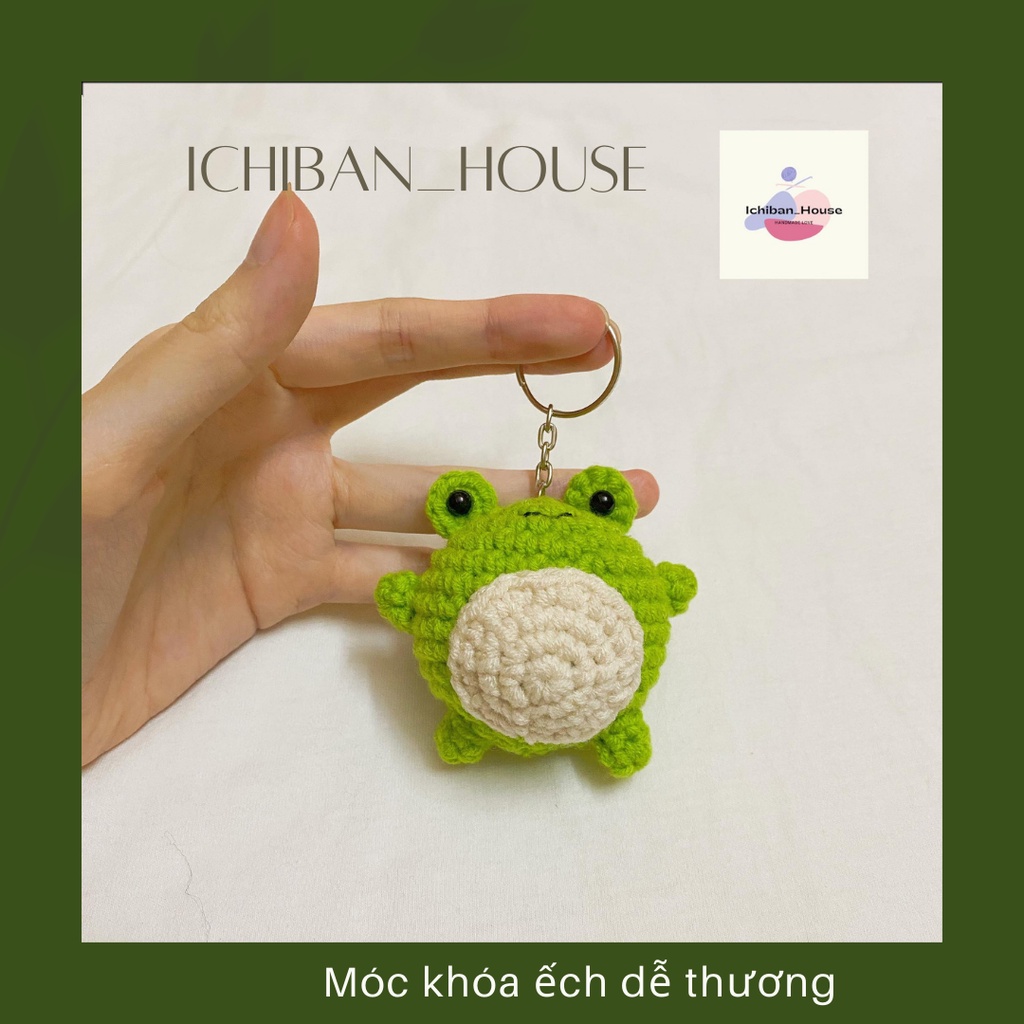 Móc khoá len Ếch xanh len cotton - len nhung