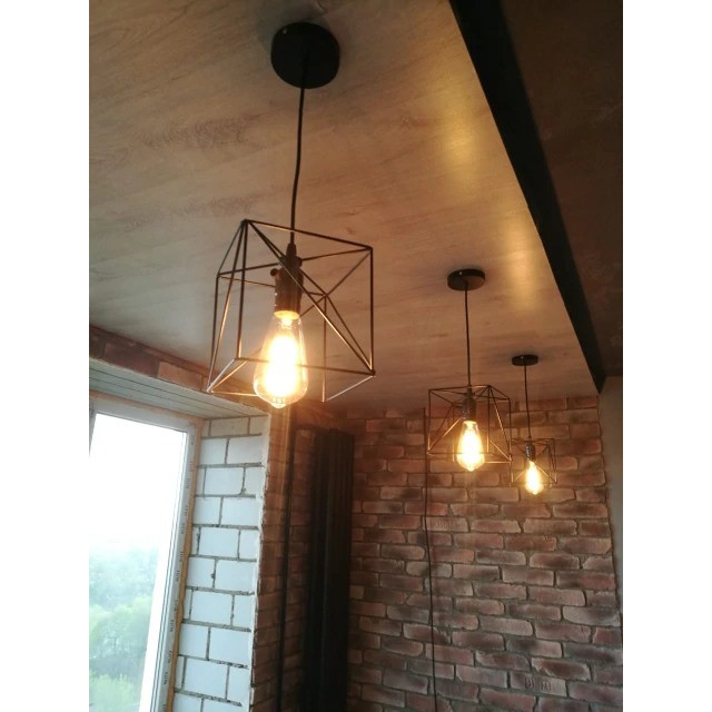 Đèn thả trang trí rọ sắt đơn giản