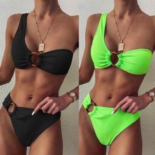 Bộ bikini màu trơn có mút độn nâng ngực thời trang cho nữ