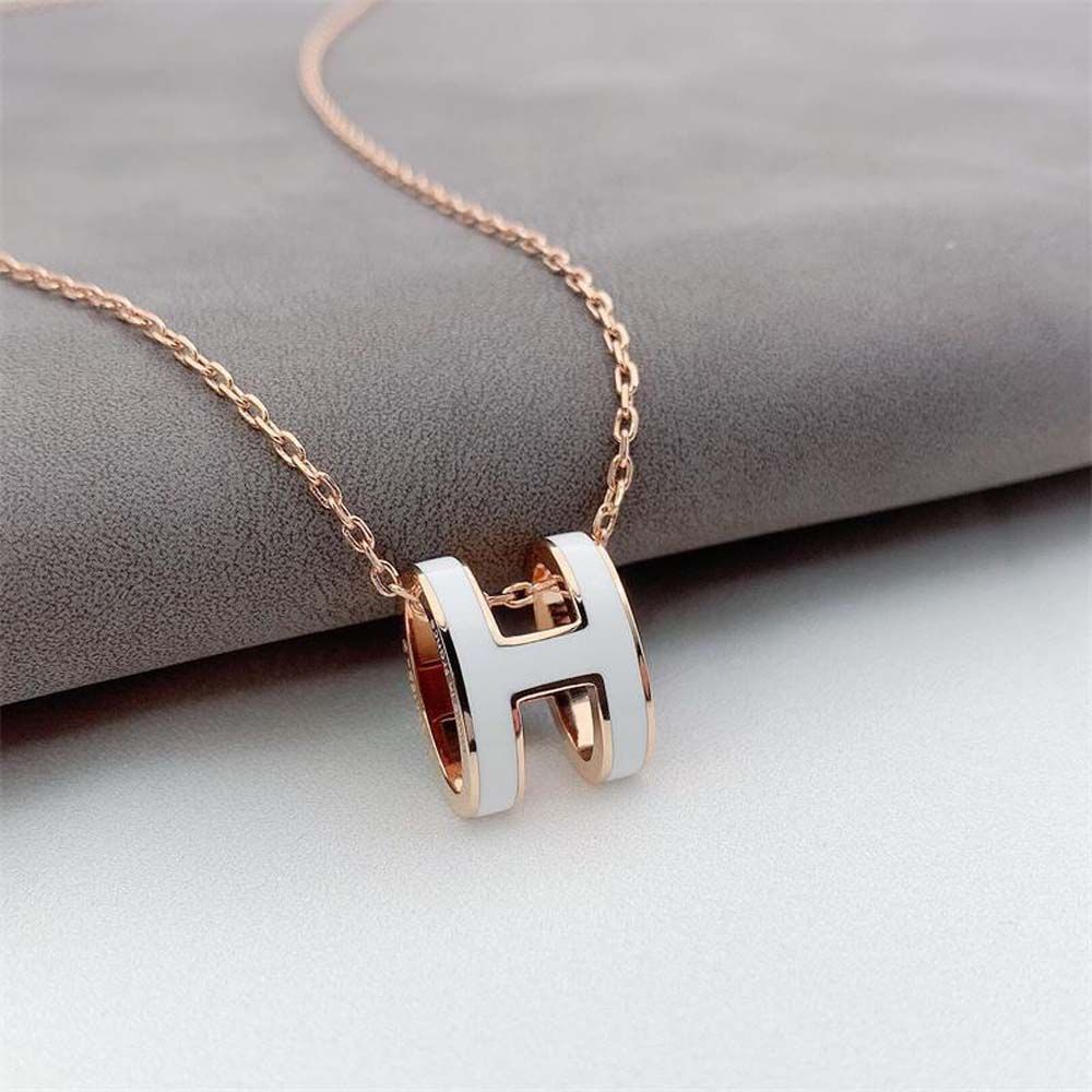 Dây chuyền bằng thép titan đính phụ kiện chữ H thời trang thanh lịch cho nữ