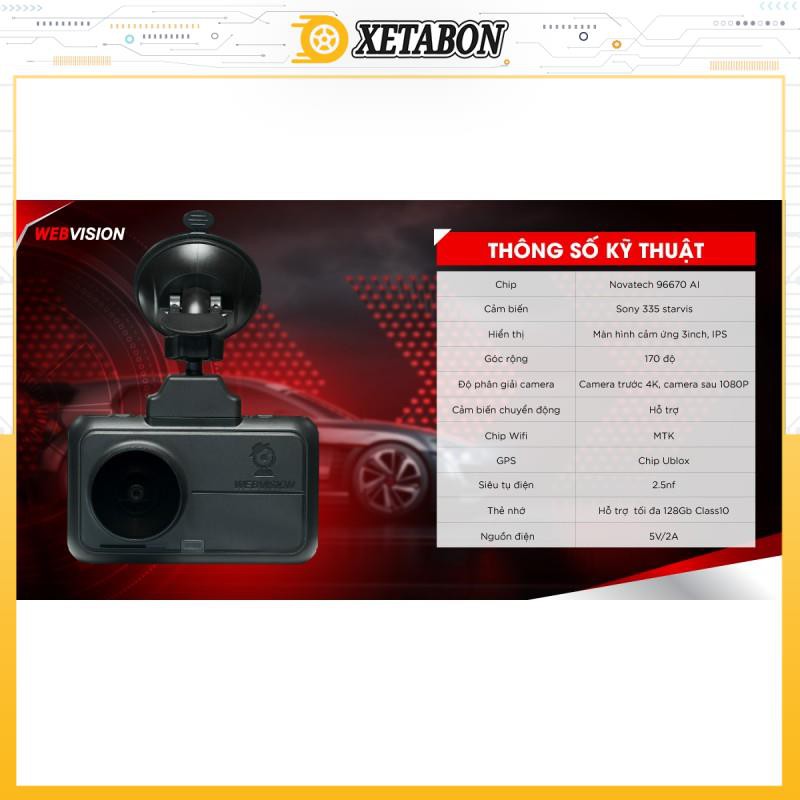 CAMERA WEBVISION A38 Cảnh Báo Biển Báo Giao Thông Bằng Giọng Nói, Đọc Biển Cảnh Báo Giới Hạn Tốc Độ, Độ Phân Giải 4k