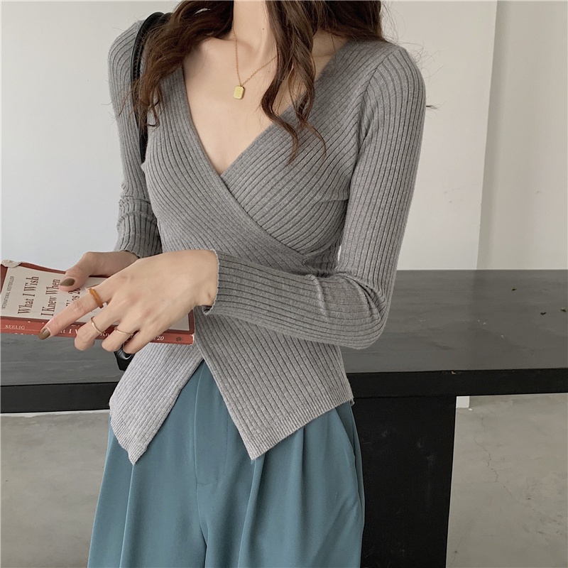 Áo Sweater Cổ Chữ V Thiết Kế Tôn Dáng Quyến Rũ