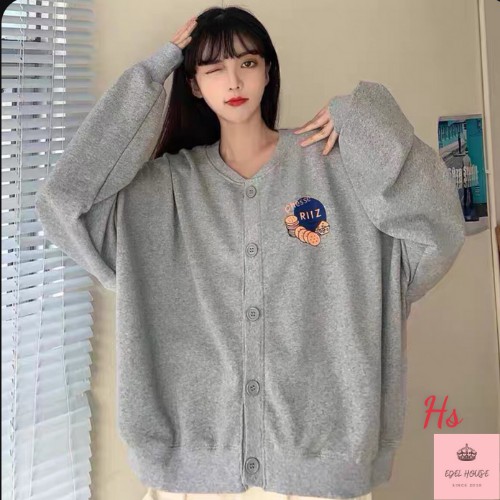 Áo Khoác Cardigan Nữ Riiz Màu Xám Cam Xanh Dáng Dài Chất Nỉ Ngoại Dày Dặn Phong Cách Hàn Quốc Hot Trend Edel E490 | BigBuy360 - bigbuy360.vn