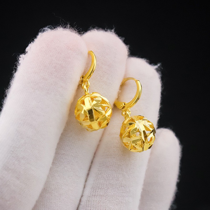 Bông Tai Quả Cầu Đá, Khuyên Tai Nữ Xi Kim mạ Vàng T148 Namoo Jewelry