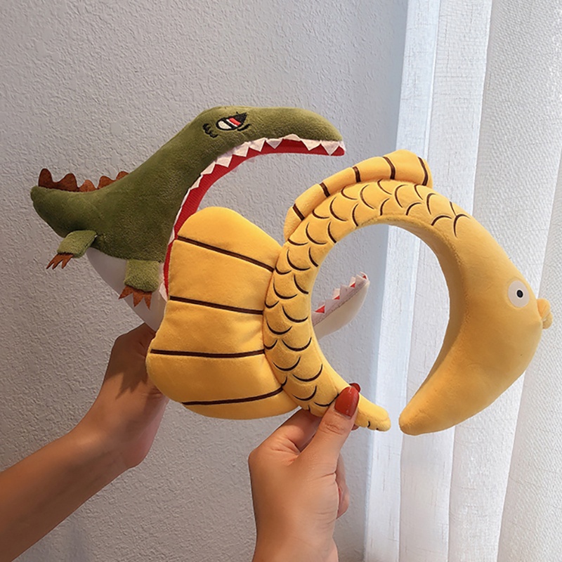 INS dễ thương hoạt hình động vật vui nhộn băng đô nam và nữ khủng long nhỏ vịt nhỏ thiết kế mô hình cá vàng