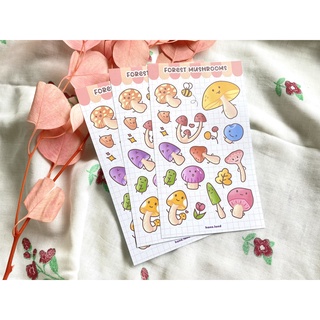 Sticker decal trang trí nấm rừng Forest Mushrooms _ #hana.land