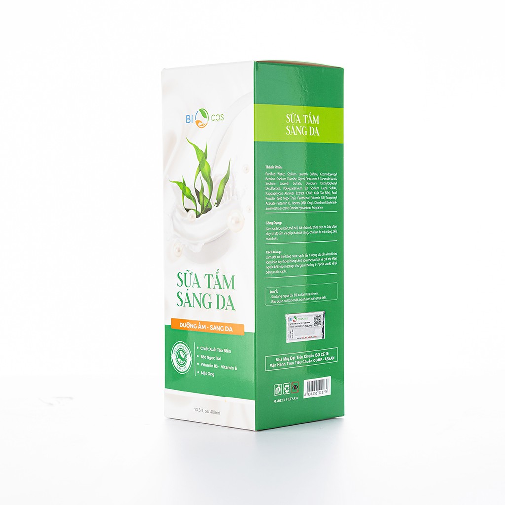 Sữa Tắm Trắng Da Body BioCos Dưỡng Ẩm Chăm Sóc Phục Hồi Da Khô 400ml.