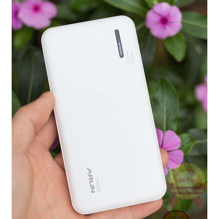 Sạc dự phòng Type_C 10000mah – Pin dự phòng Arun mini 3 siêu mỏng Type C Micro USB 2 cổng tiện lợi