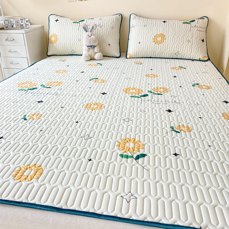 Bộ Thảm Lót Giường Ba Món Bằng Cao Su Lụa Mát Có Thể Giặt Sạch