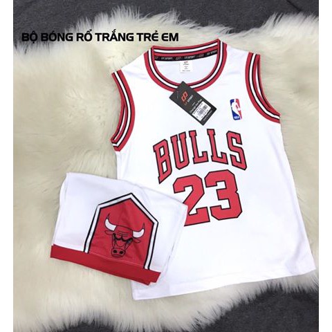 Set quần áo cộc tay bé trai - mẫu bóng rổ BULLS trắng