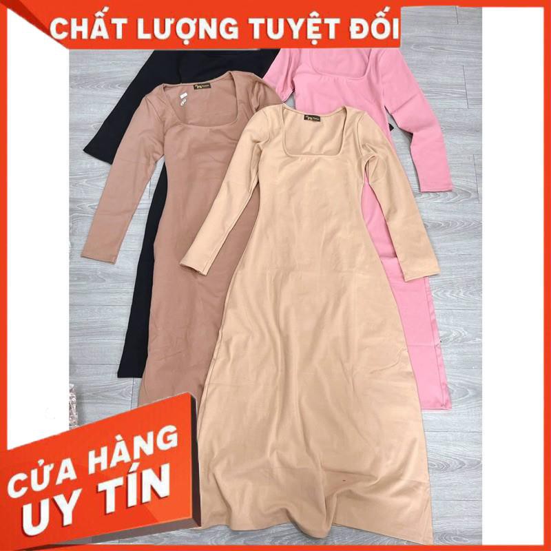 ĐẦM THUN XOÈ TAY DÀI CỔ VUÔNG VẢI ĐẸP XUẤT SẮC- ảnh thật trải sàn