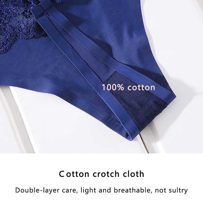 Quần Lót Bằng Lụa Lạnh Siêu Mỏng Không Đường May Lưng Thấp Phối Ren Quyến Rũ Cho Nữ Size M-Xxl