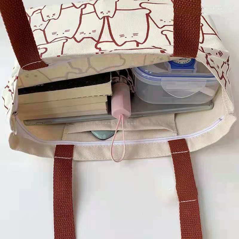 Túi Đeo Vai Bằng Vải Canvas Màu Sắc Đơn Giản Có Sức Chứa Lớn Dành Cho Nữ