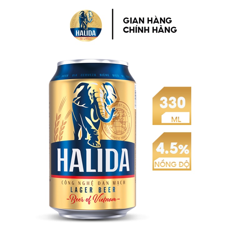 [Mã BMBAU50 giảm 7% đơn 99K] Thùng 24 lon bia Halida 330ml (24x330ml)