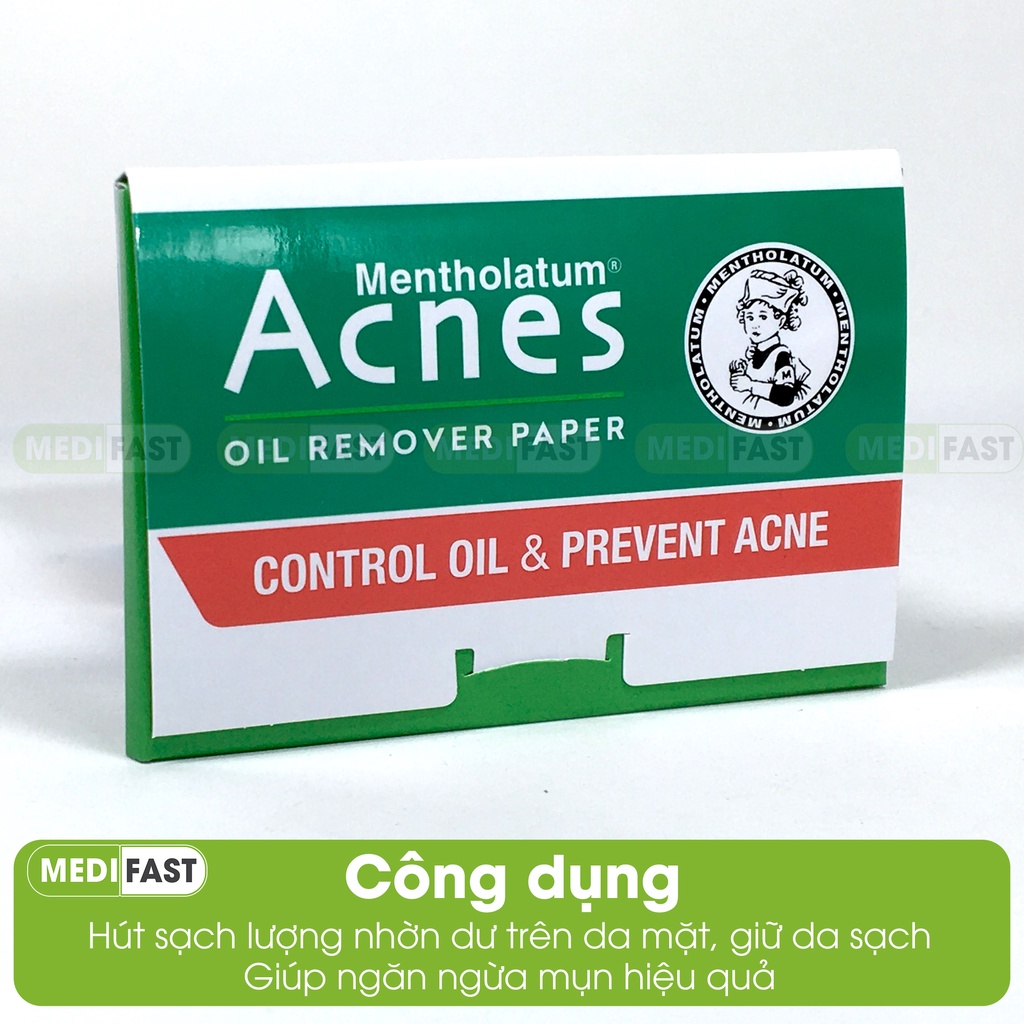 Giấy thấm dầu Acnes - Chính hãng từ Rohto - Kiểm soát nhờn, ngăn ngừa mụn, thông thoáng lỗ chân lông