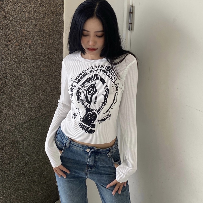 Áo thun len tăm tay dài mặc siêu tôn dáng