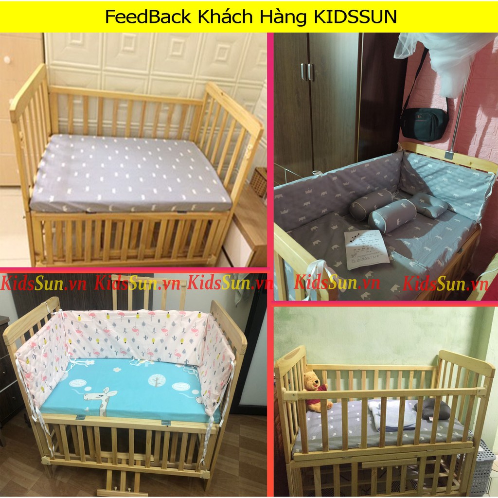 Nôi Cũi Gỗ Quế 3 Tầng Cũi Cho Bé KIDSSUN Chịu Lực Lên Đến 50 Kg Có Ô Để Đồ Cho Bé Tặng Ga Chống Thấm Bảo Hành 24 Tháng