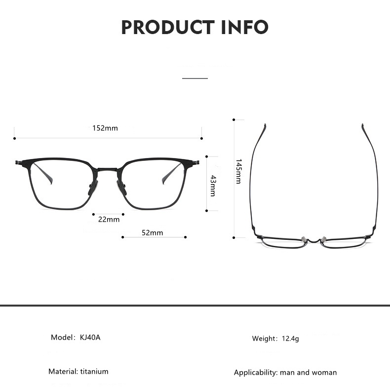 Mắt Kính Phong Cách Retro Nhật Bản 152 Size 152 Bằng Titan