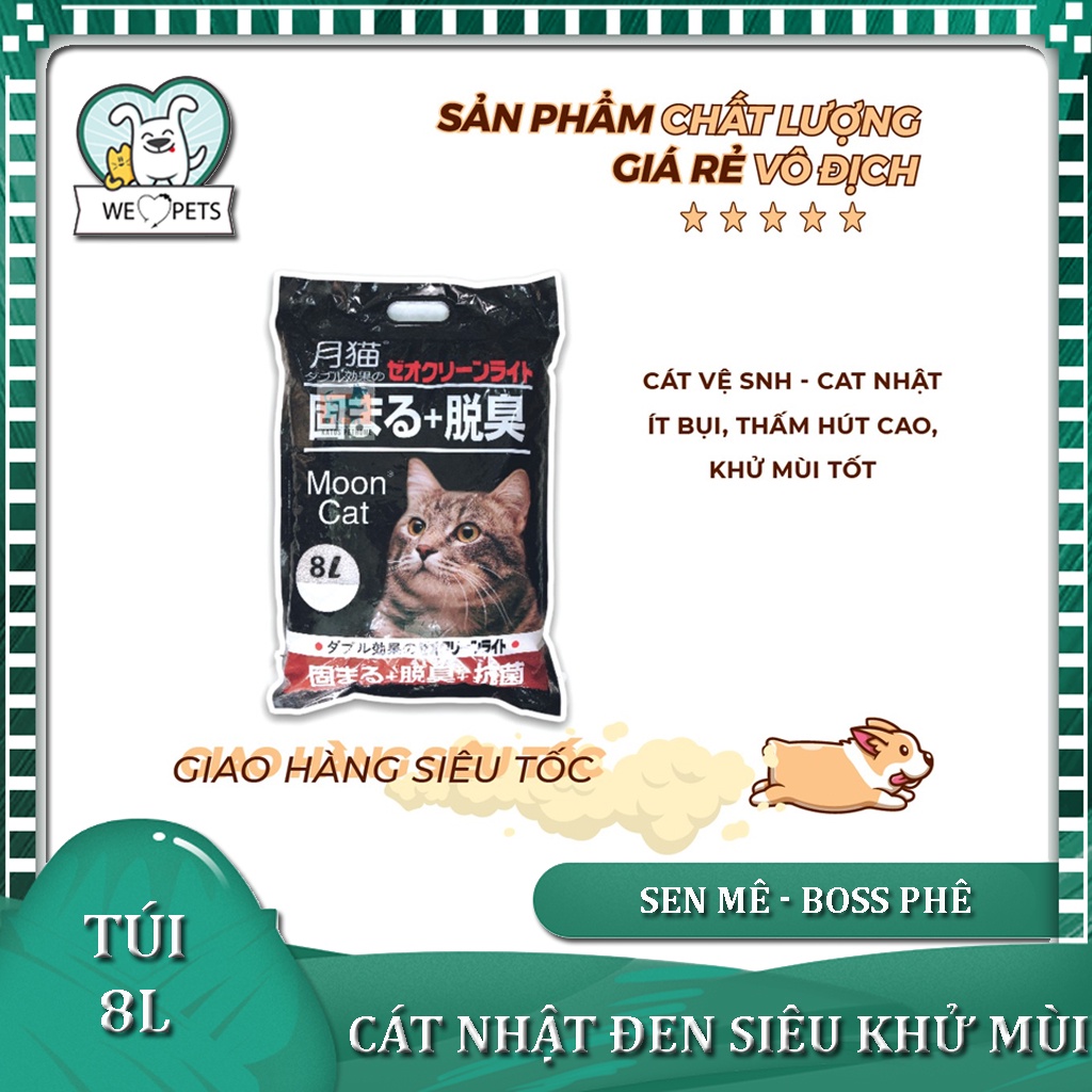 Cát Nhật Đen cho mèo vón cục, khử mùi 8L - Cát mèo - Lida Pet Shop