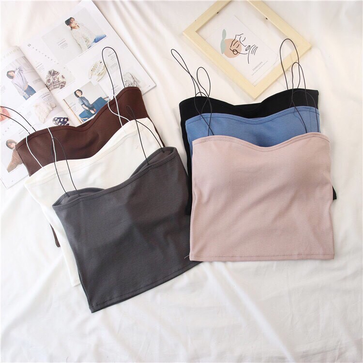 Áo 2 dây croptop nữ sexy, áo hai dây ôm sợi bún có đệm ngực siêu hót 299