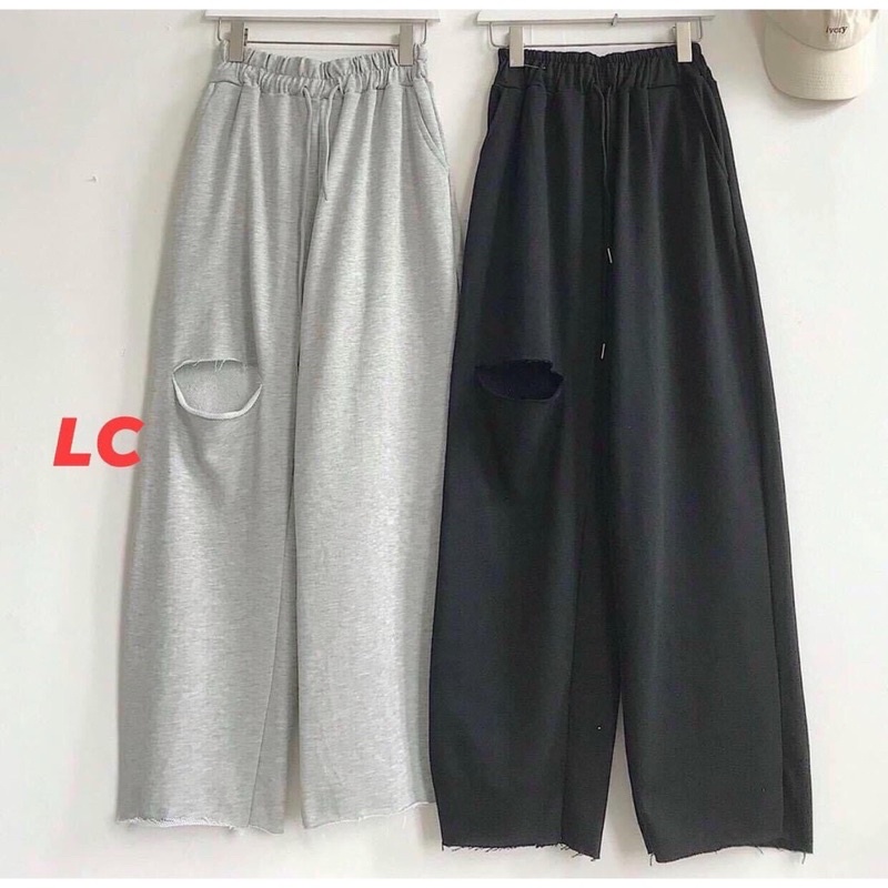 Quần ỐNG RỘNG RÁCH ĐÙI phong cách Ulzzang Unisex chất mát cá tính mặc nhà, đi chơi, thể thao M7