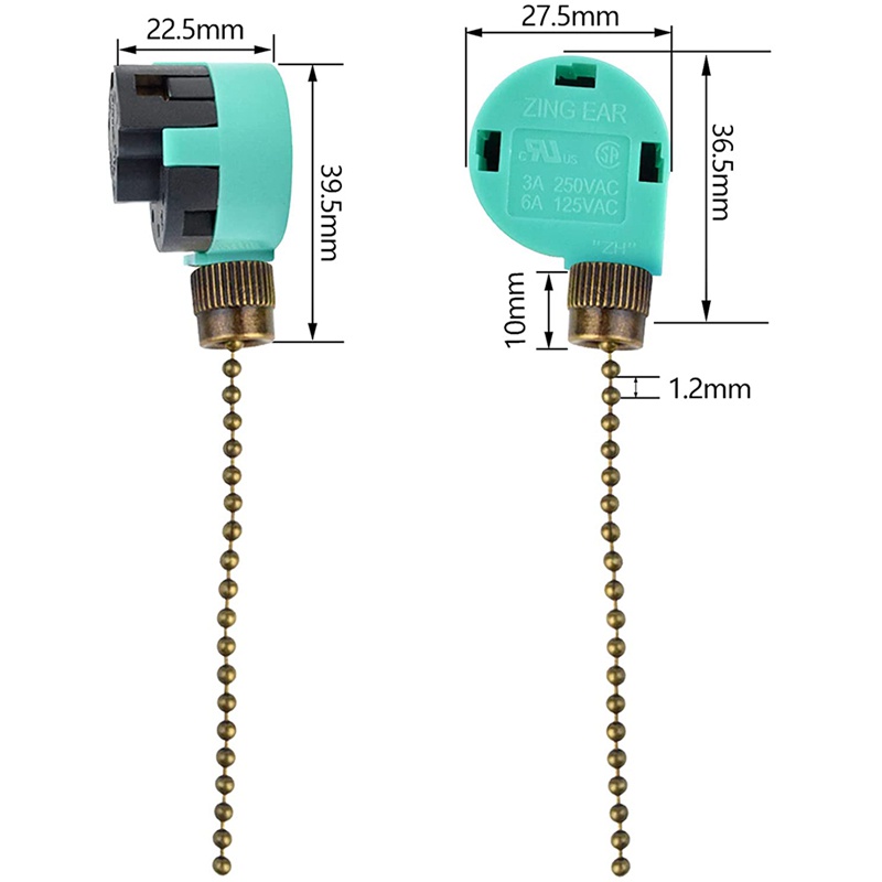 Set 3 Công Tắc Quạt Trần 3 Tốc Độ 4 Dây ZE-268S6