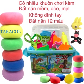 Đất nặn an toàn cho bé TAKACOL 12 màu + 14 khuôn và dụng cụ, mềm dẻo, không dính tay, an toàn