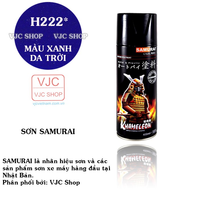 Chai sơn xịt sơn xe máy cao cấp SAMURAI màu xanh da trời H222* dung tích 400 ml