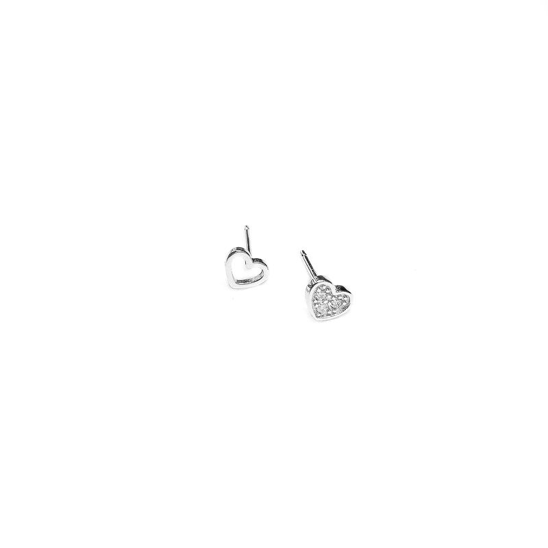 Khuyên Tai Bạc Blue Peach Tim Đá Rỗng KT329