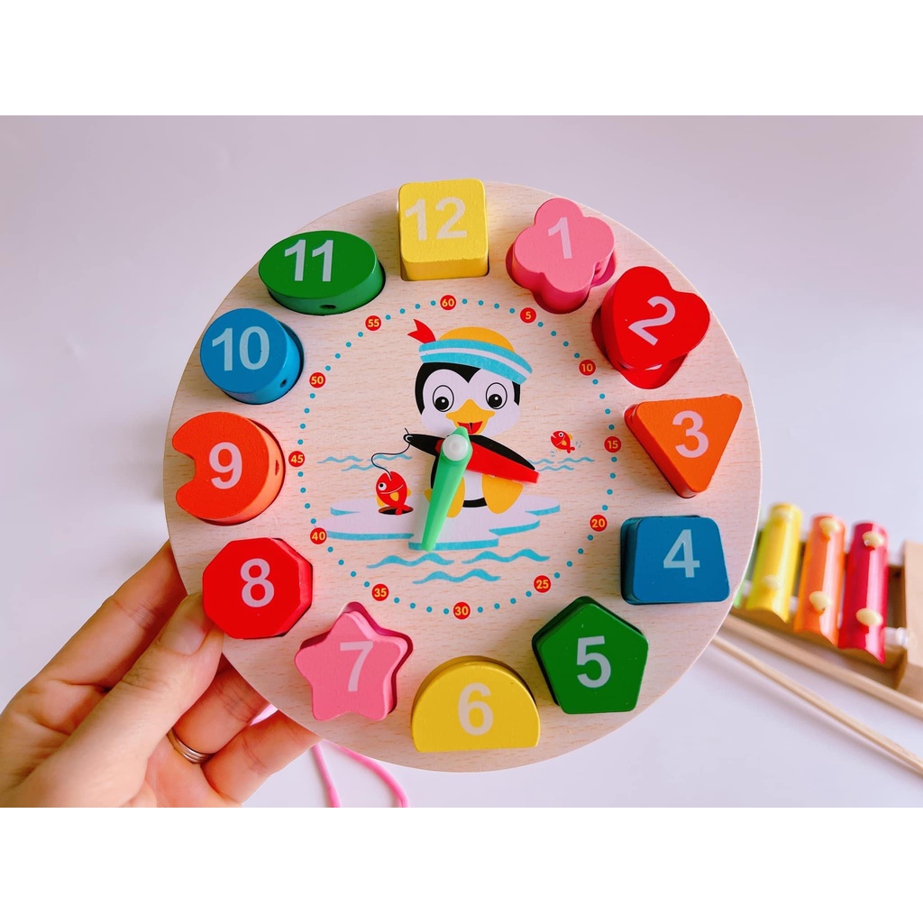 Bộ 6 món đồ chơi gỗ phát triển trí tuệ, luyện vận động tinh cho bé