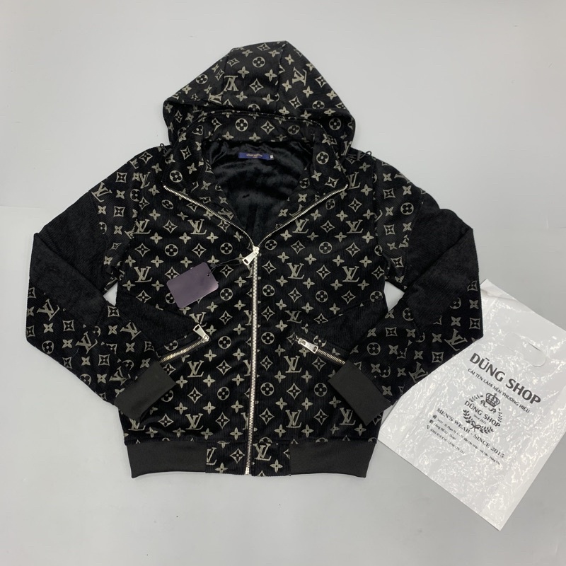 Áo khoác mũ hoa nhung lót lông bên trong cực chất