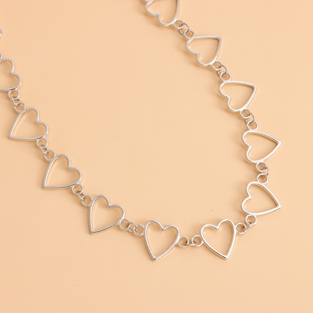 (0737) Vòng Cổ Choker Chuỗi Trái Tim Cá Tính Hàn Quốc