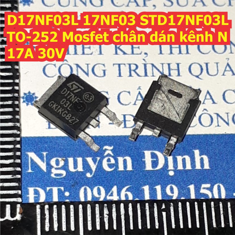 5 con D17NF03L 17NF03 STD17NF03L TO-252 Mosfet chân dán kênh N 17A 30V kde8359