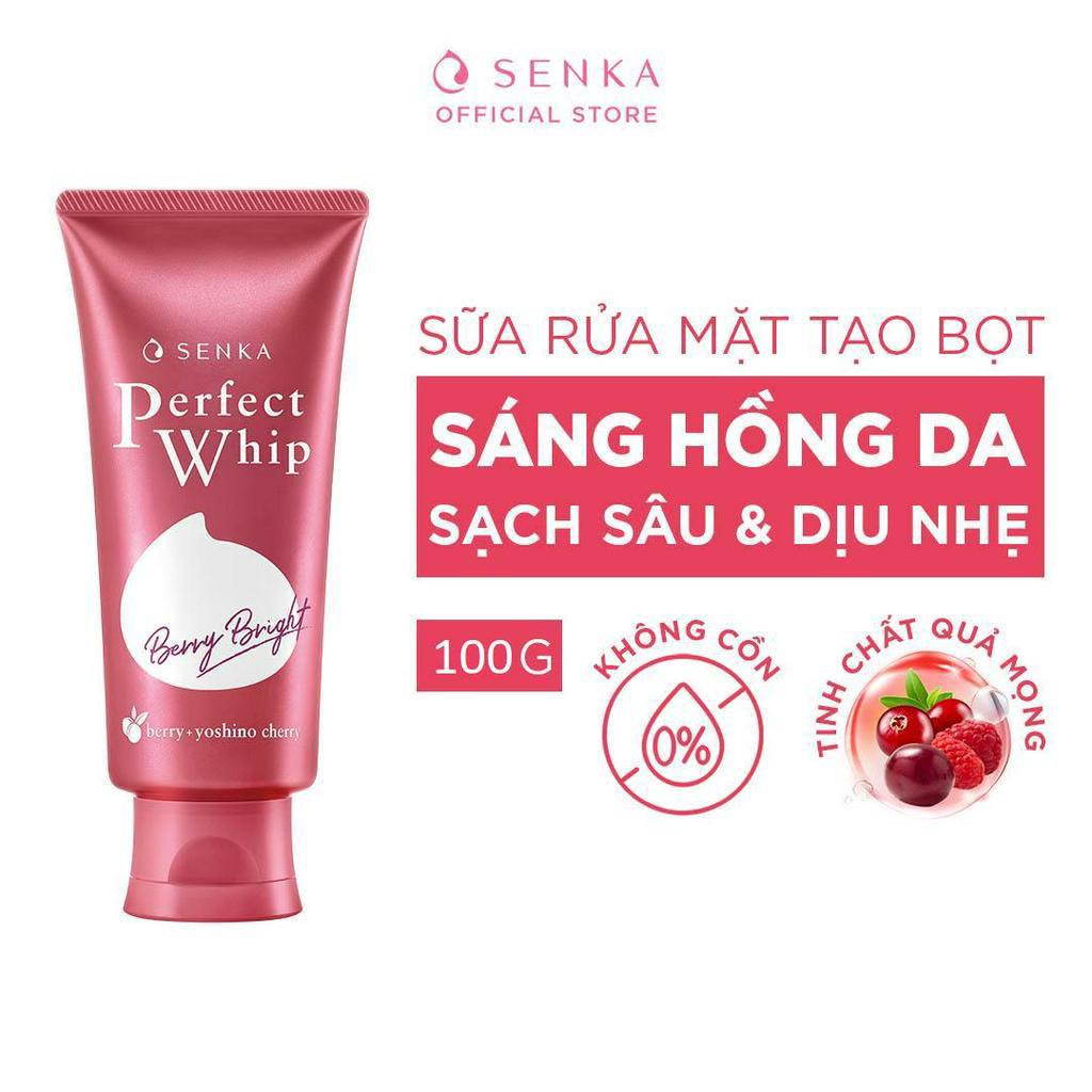 GIFT- Sữa rửa mặt Sạch sâu Sáng hồng Senka Perfect Whip Berry Bright 100g