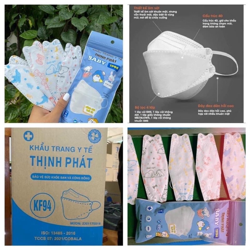 [03 - 08 tuổi] Khẩu trang 4 lớp kháng khuẩn KF94 công nghệ Hàn Quốc