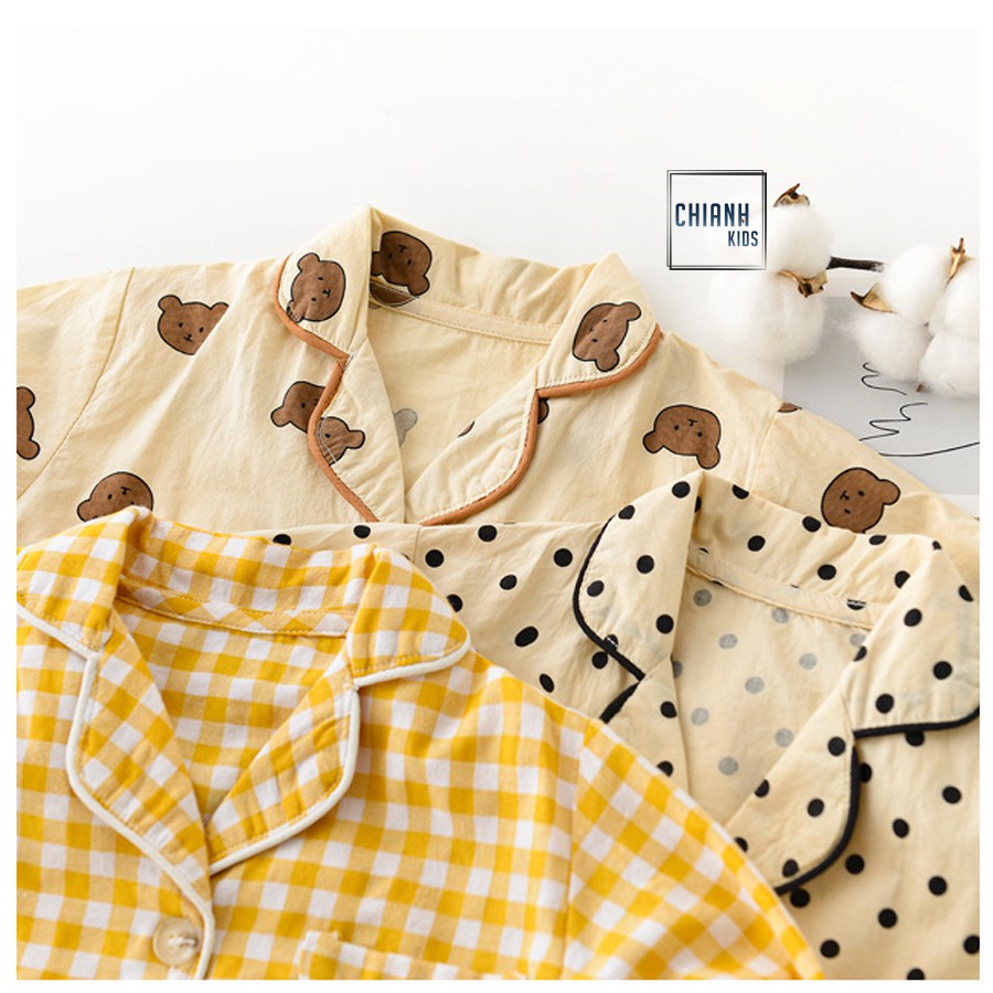 💖Bộ Pyjama cho bé💖 Bộ ngủ họa tiết dễ thương bé trai, bé gái từ 7-16kg, chất liệu thô đũi