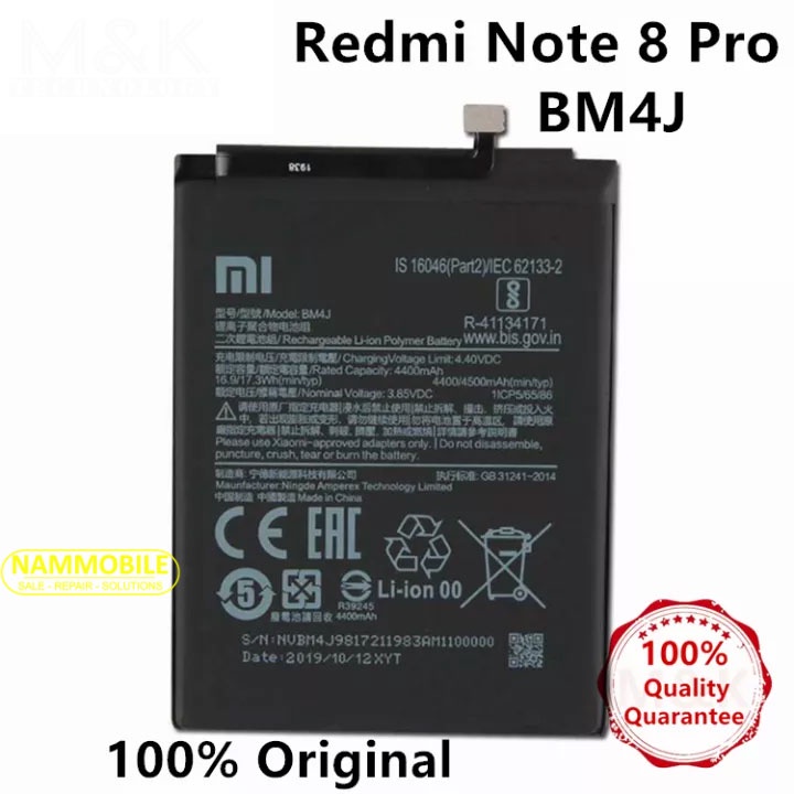 Pin Xiaomi Redmi Note 8 Pro BM4J 4500mAh Zin + Tặng Keo Dán Pin + FreeShip