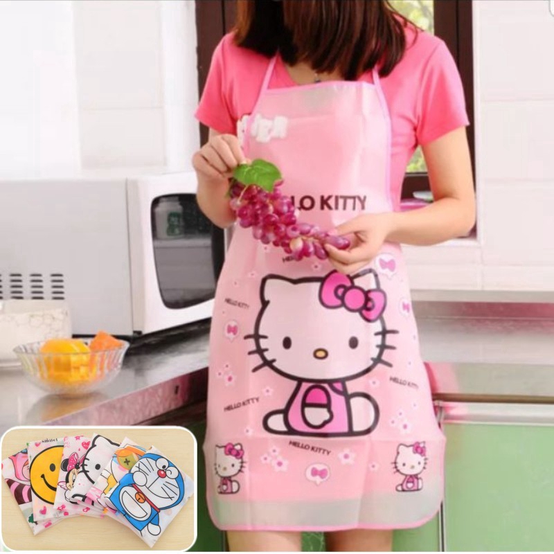 Tạp dề chống thấm nước hình Hello Kitty / Doraemon dễ thương