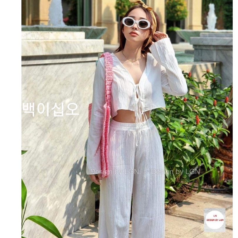 Set áo croptop thắt dây