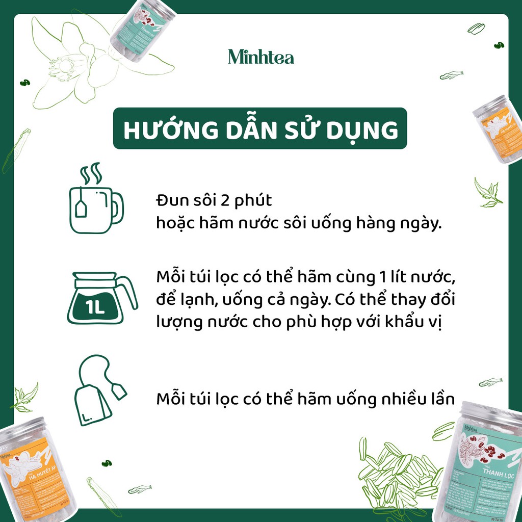 Trà Gạo Lứt Đỗ Đen Hoa Nhài Detox Thanh Lọc Minhtea detox giúp thon gọn sảng khoái ngủ ngon tốt cho sức khoẻ GÓI DÙNG TH | BigBuy360 - bigbuy360.vn
